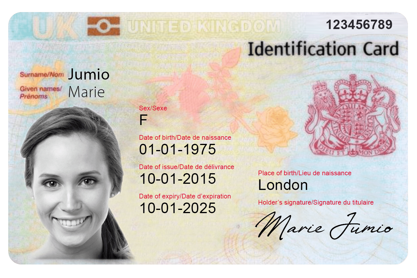 Id uk. Identity verification. ID Card Thailand. Jumio. Holding ID Card woman Front fingerd.