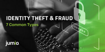 image of computer in the background. Text of image: Identity Theft & Fraud: 7 Common Types