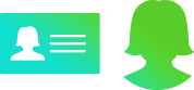 image of two icons. Icon on the left represents id verification. Icon on right represents the user.