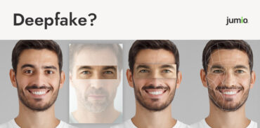 image of male with facial hair in four different screens. Showing process of deepfaking.