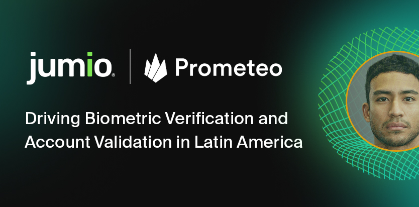 jumio logo and Prometeo logo. Driving Biometric Verification and Account Validation in Latin America