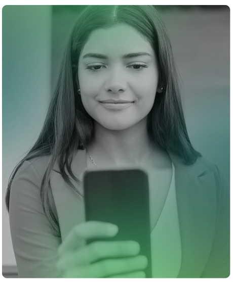 image of young female on her smart phone device.