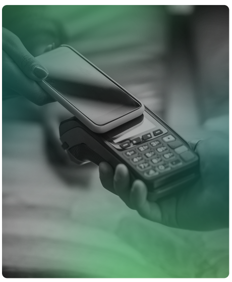 image of two smart phones touching to transfer information.