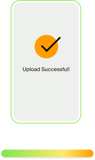 image of Upload successful phone screen with a risk scale below showing green