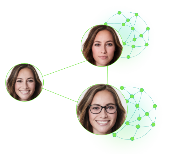 image of selfies with same person but different looks.
