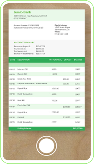 image of phone screen showing a bill being scanned,