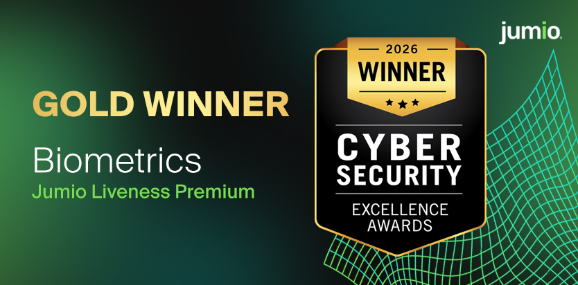 Gold Winner: Biometrics: Jumio Liveness Premium. Cyber Security logo 2026 winner Excellence Awards