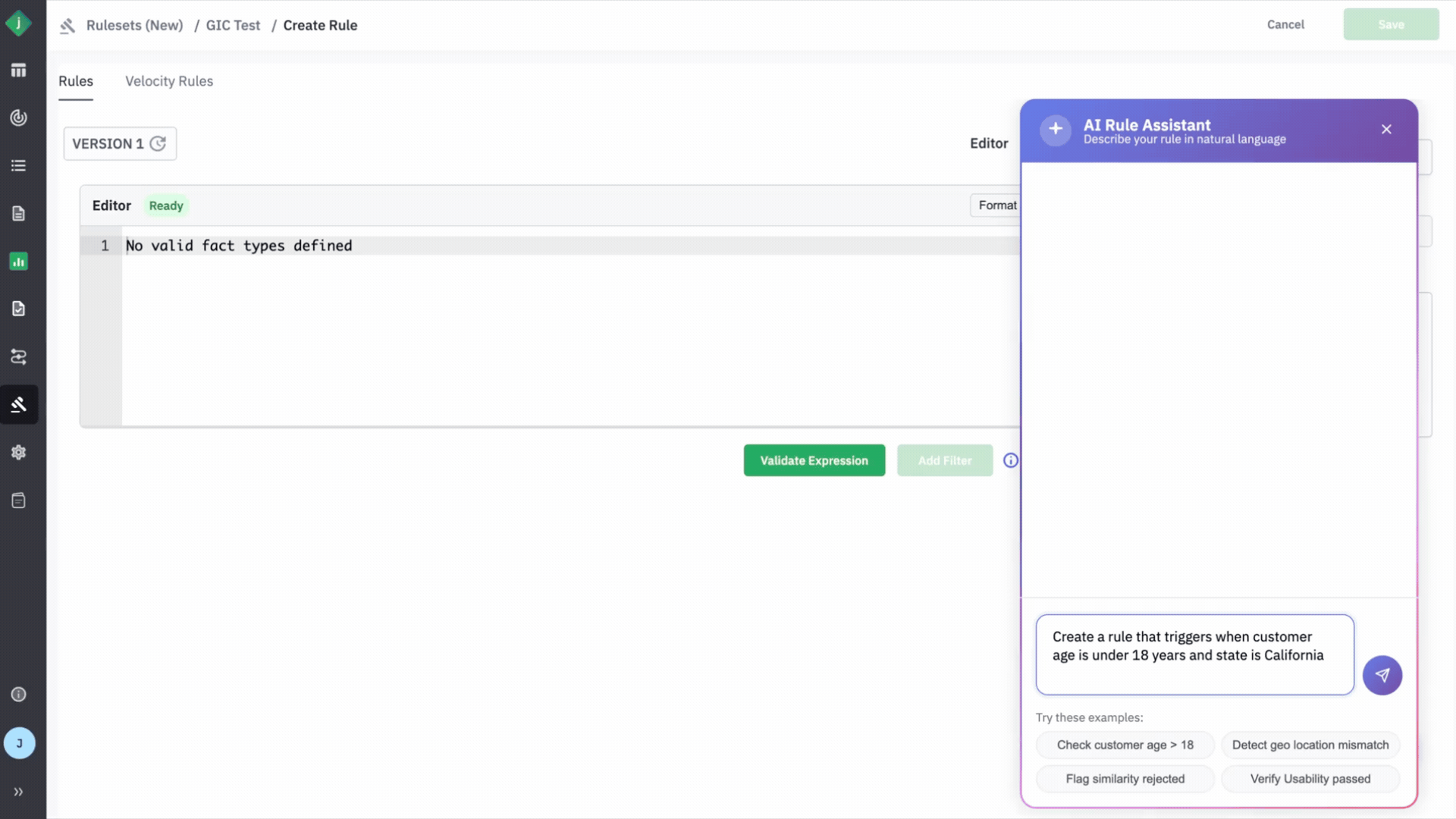 GIF showing Jumio's AI chat bot configuration