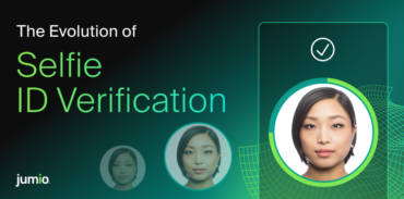 The evolution of selfie identity verification, showing three stages of a person’s selfie progressing from a basic image to a verified identity.